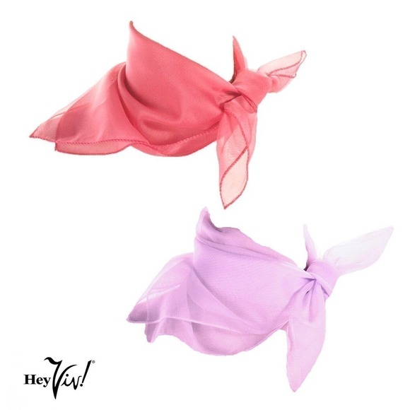 50s Style Sheer Chiffon Square Scarves Set w 1 Lilac and 1 Pink Scarf - Hey Viv - Picture 1 of 7